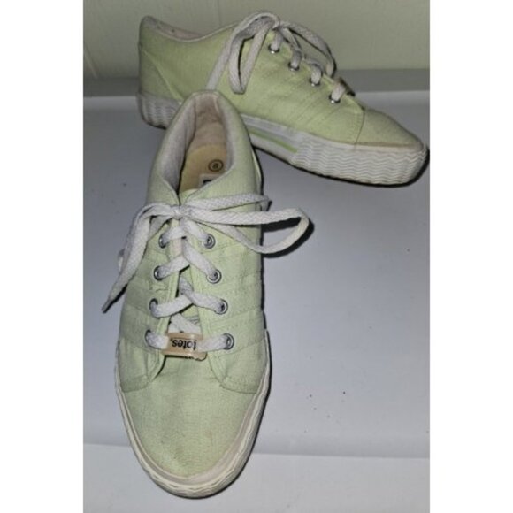 * TOTES Light Green Canvas Tie Sneakers Ladies Size 8 - Picture 1 of 7